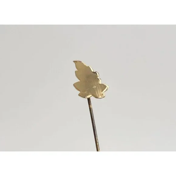 Leaf Shaped Gold Toned Classic Vintage Stick Pin | Hat Pin | Lapel Pin - Picture 1 of 9